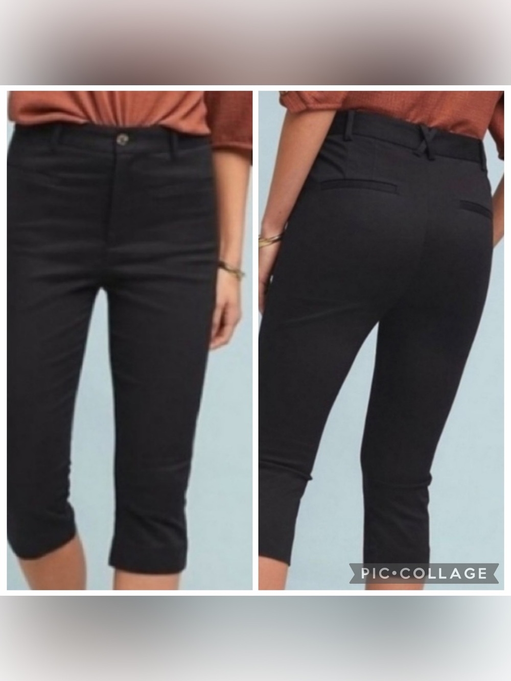 14 Anthropologie cropped skinny pedal pusher Capri pants Black